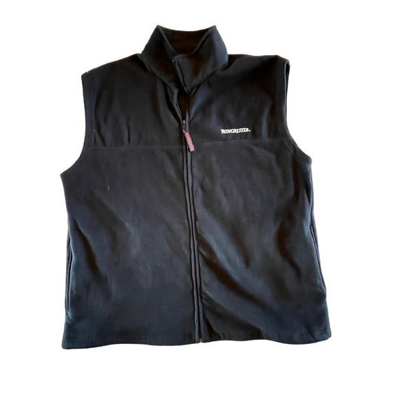 Men's Winchester full zip black fleece vest. Large or XL. See measurements. - Picture 1 of 5